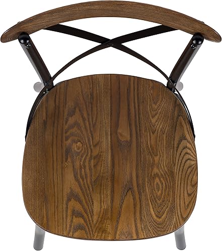 Miniatura 12 de Taylor & Logan Lara - Silla de comedor con respaldo cruzado raspado a mano, juego de 1, color negro y madera de fruta