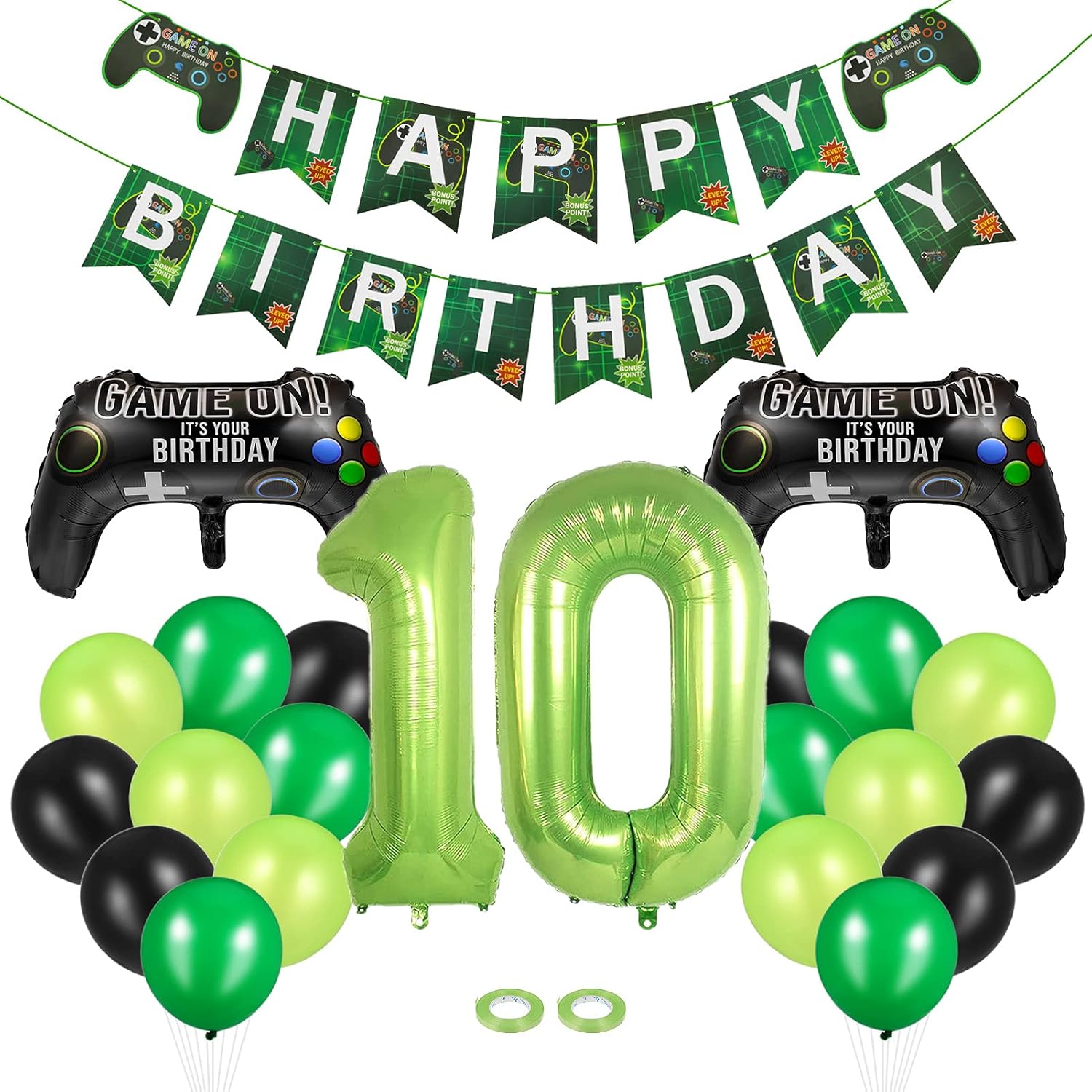 風船バルーン 限定品 ビデオゲーム 誕生日 パーティー 飾り付け セット ガーランド Happy Birthday バナー お祝い 風船 ゲームハッピー バースデー飾り 10 男女の子 バルーン ブルー サプライズ ゲームコントローラ デコレーション