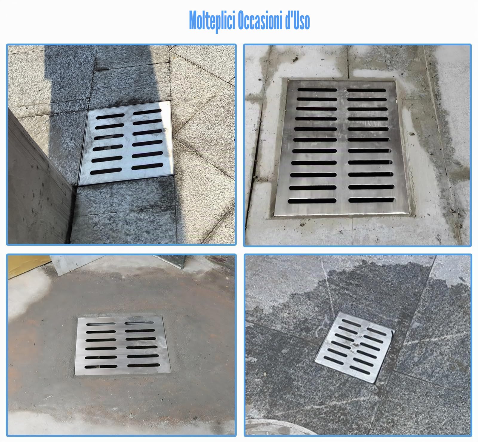 Coperture per tombini da Esterno, per Cortile, 10x10 20x20 30x30 40x40 50x50 60x60 cm, griglia di drenaggio in Acciaio Inox con Base, Filtro di drenaggio Esterno (30 cm x 30 cm (11 3/4" x 1