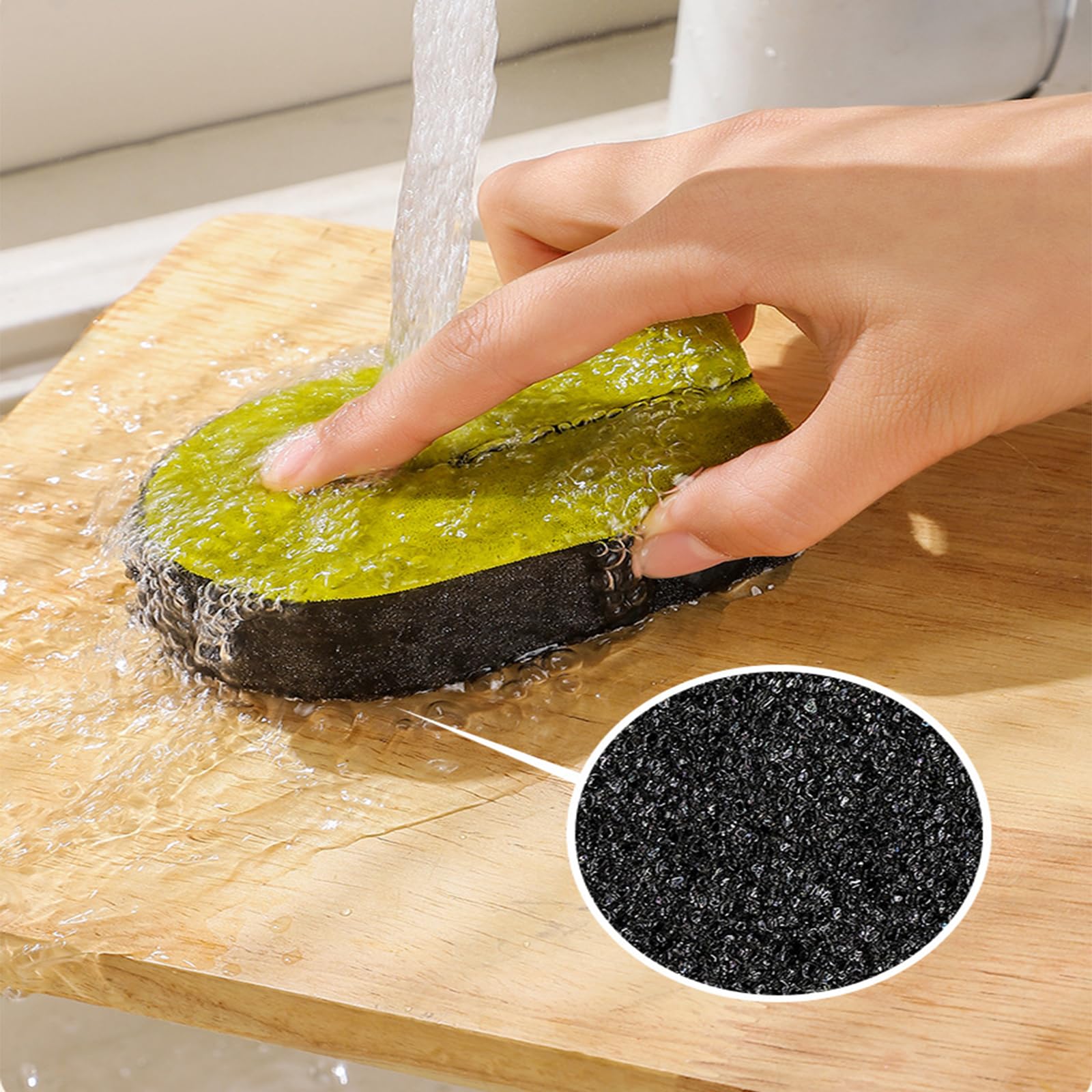 Esponja de doble cara en forma de U para limpieza de cocina, ideal para grietas, platos, cuencos y llantas de taza, juego de 2 estropajos para un uso versátil