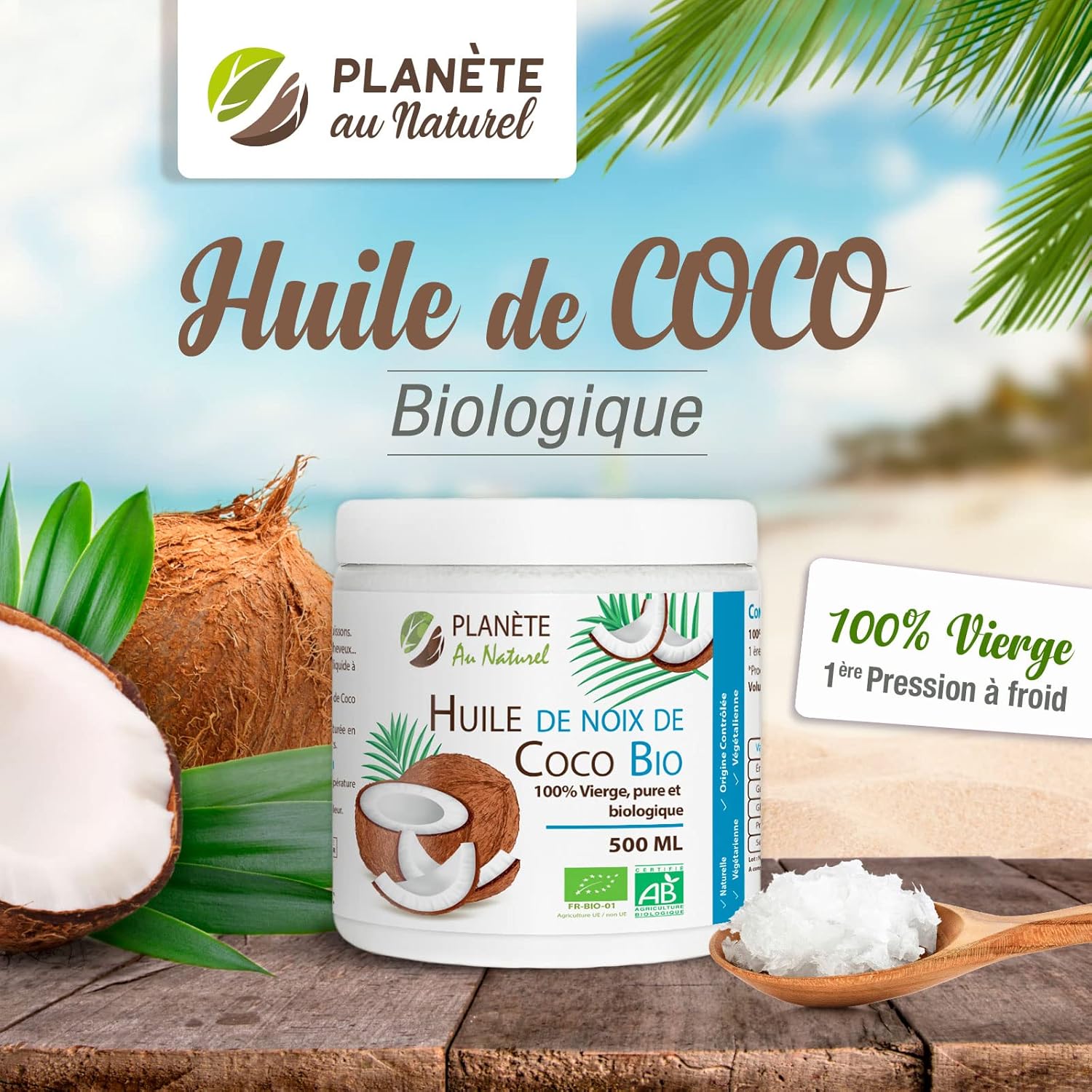 Planète au Naturel Huile de Coco Bio 500ml: Hydrate, Nourrit & Protège - Description
