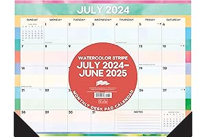 Willow Creek Press Watercolor Stripe Academic Deskpad Calendar