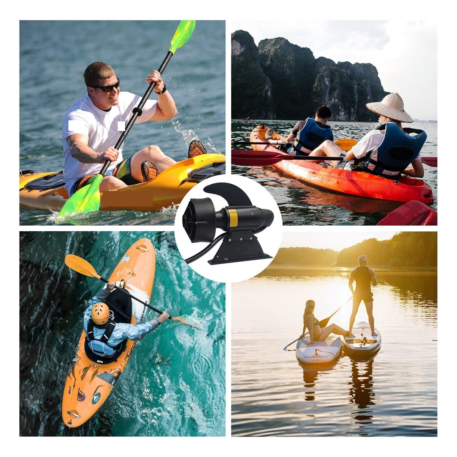Motor eléctrico con caja de batería, tabla de surf motorizada, aleta de pesca, aleta eléctrica de 600 W, tabla de surf de remo, motor de empuje, aleta eléctrica, SUP, surf, kayak, aleta de potencia