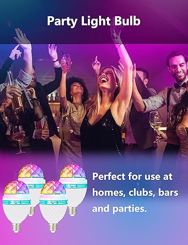Miniatura 6 de IAGBIBUI Bombilla de bola de discoteca, 3 W, E27 RGB de color, bombillas LED de fiesta, luz mágica para discoteca, vacaciones, cumpleaños, club,