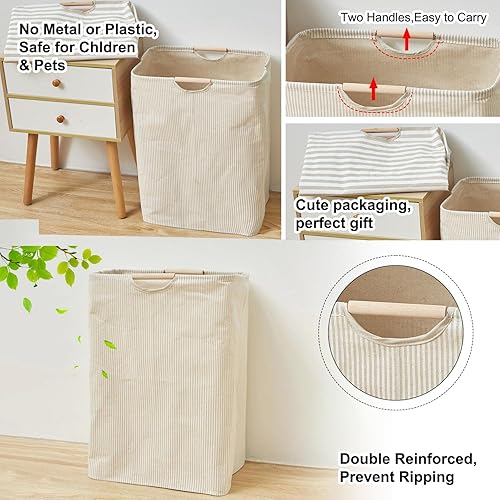 Miniatura 2 de INCVEEW Cesta de lavandería, hermosa cesta de lavandería grande con asa, cesta de lavandería plegable, bolsa de almacenamiento de ropa sucia,