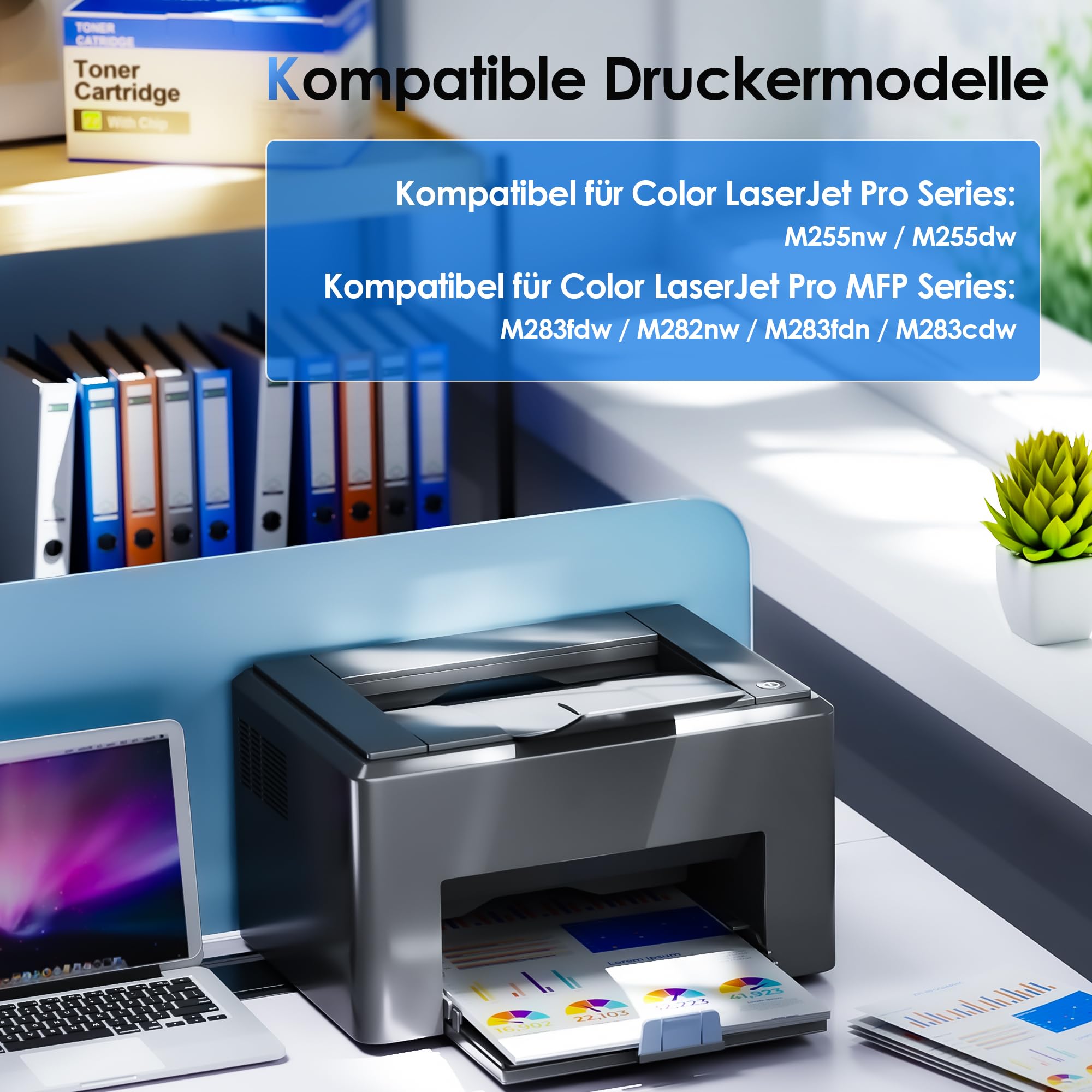 207A MFP M283fdw Kompatibel für HP 207X Schwarz Toner Mit Chip Multipack | Kompatibel für HP Color LaserJet Pro MFP M282nw M283fdn M255nw W2210A W2211A W2212A W2213A Toner Schwarz Cyan Gelb Magenta