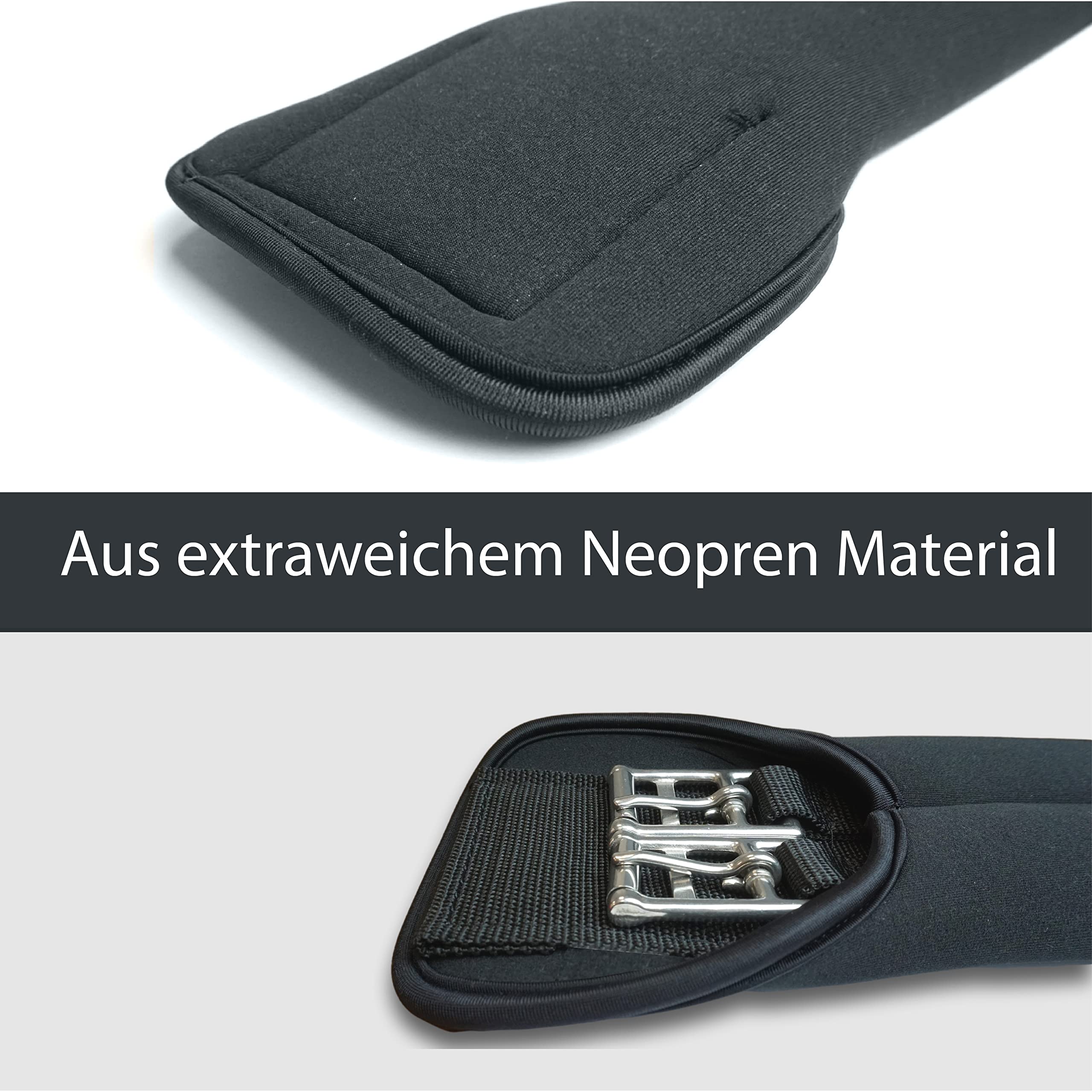 Sattelgurt aus Neopren Kurzgurt Pferd, geeignet als Dressur Sattelgurt Bauchgurt Pferd, Neoprengurt in schwarz (Schwarz, 45cm)