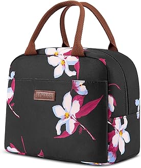 LOKASS Lunch Bag Cooler Bag Women Tote Bag Insulated Lunch Box Water-resistant Thermal Lunch Bag Soft Liner Lunch Bags for women /Picnic/Boating/Beach/Fishing/Work (Black)