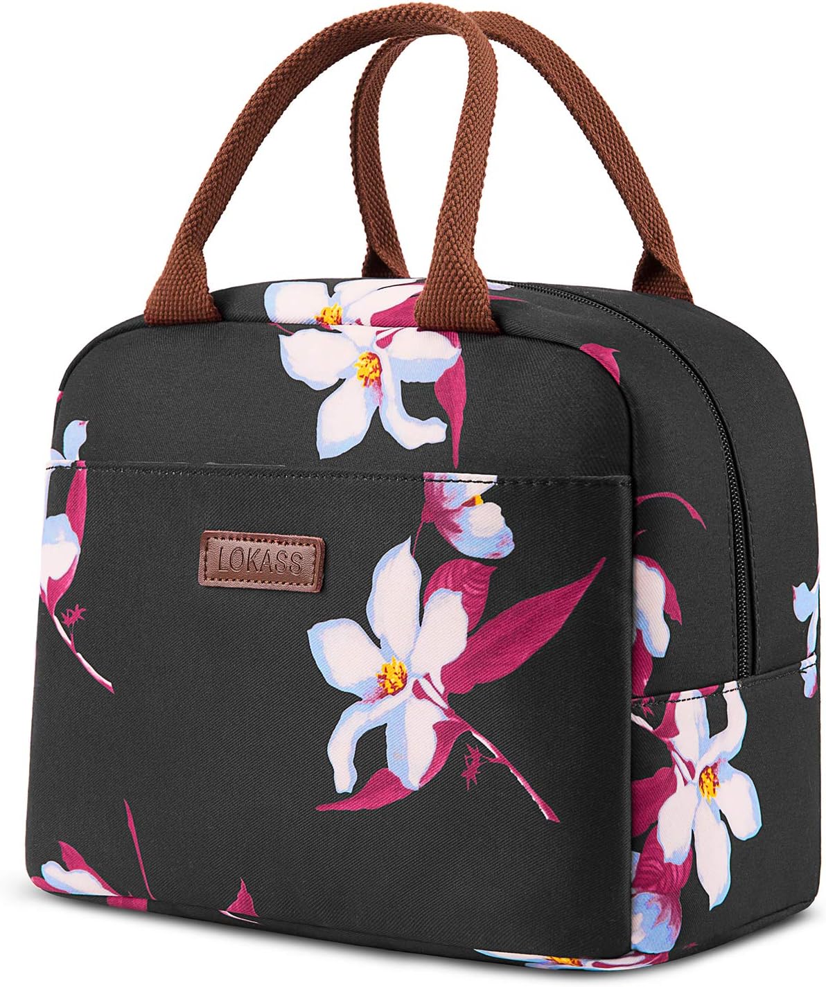 LOKASS Lunch Bag Cooler Bag Women Tote Bag Insulated Lunch Box Water-resistant Thermal Lunch Bag Soft Liner Lunch Bags for women /Picnic/Boating/Beach/Fishing/Work (Black)