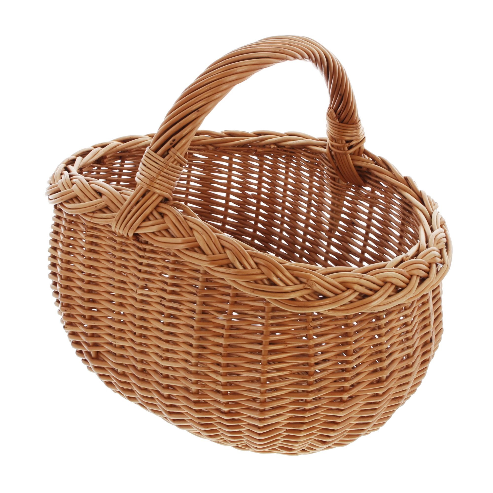 Cesta de la compra, mimbre natural trenzado solidement, borde trenzado