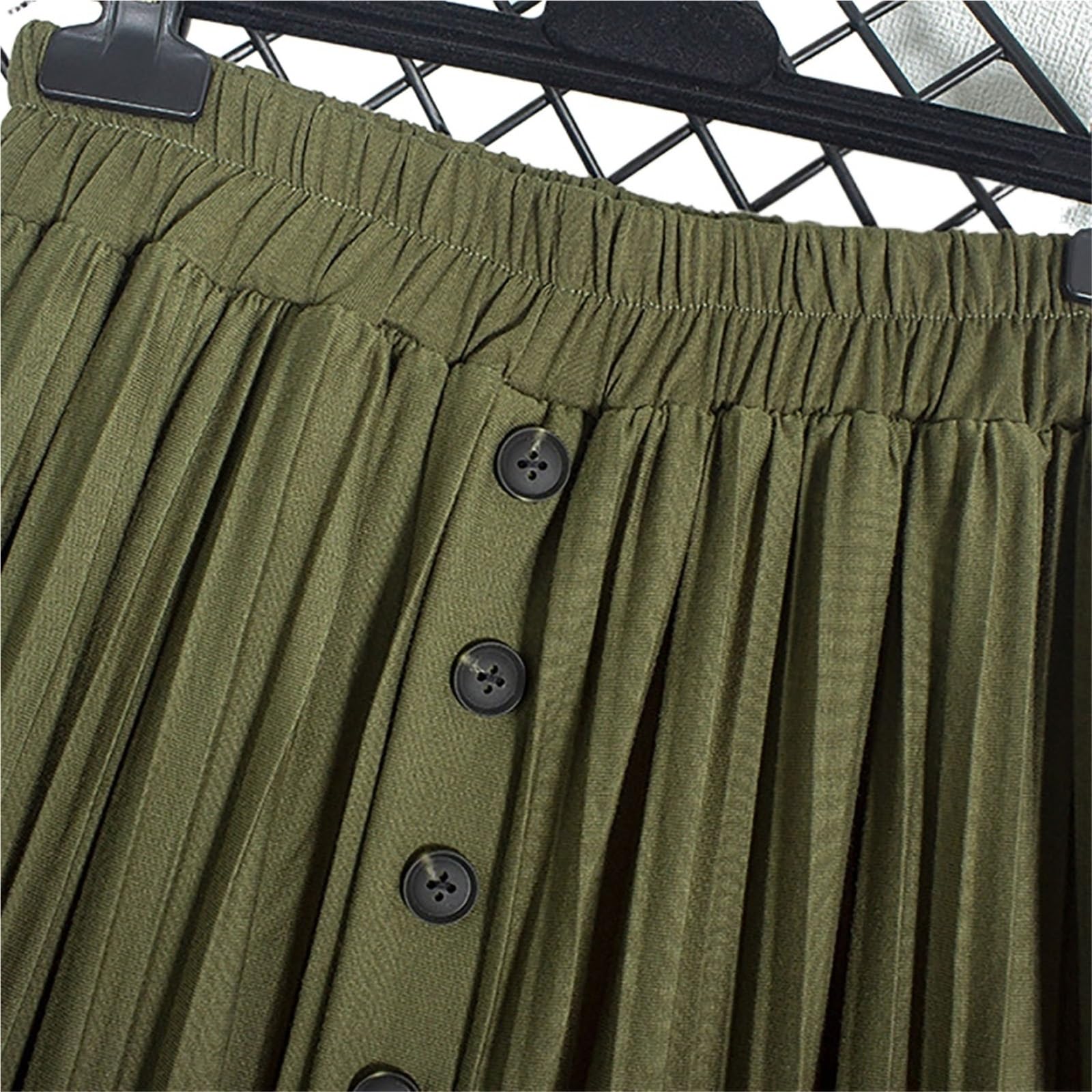 Jupe Plissée Women Split Skirt Womens Elastic Waist Pleated Midi Spring Clothing