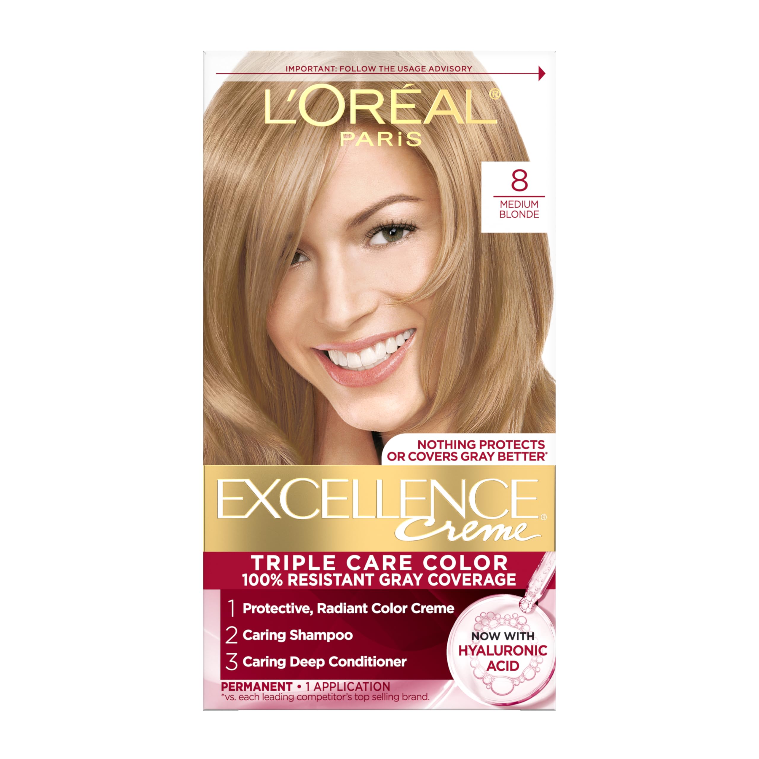 L'Oreal Paris Excellence Creme Hair Color, 8 Medium Blonde