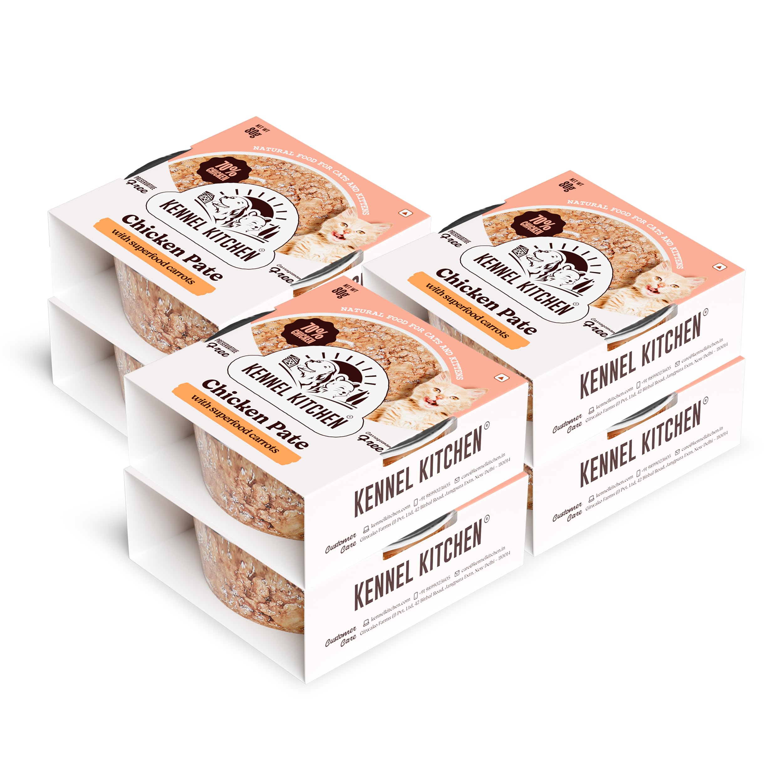Kennel Kitchen Chicken Pate with Superfood Carrots, 80g (Pack of 6) | Wet Food for Cats & Kittens in Cups | Grain Free | Preservative Free (B0CWP46Z5K) Amazon Price History, Amazon Price Tracker