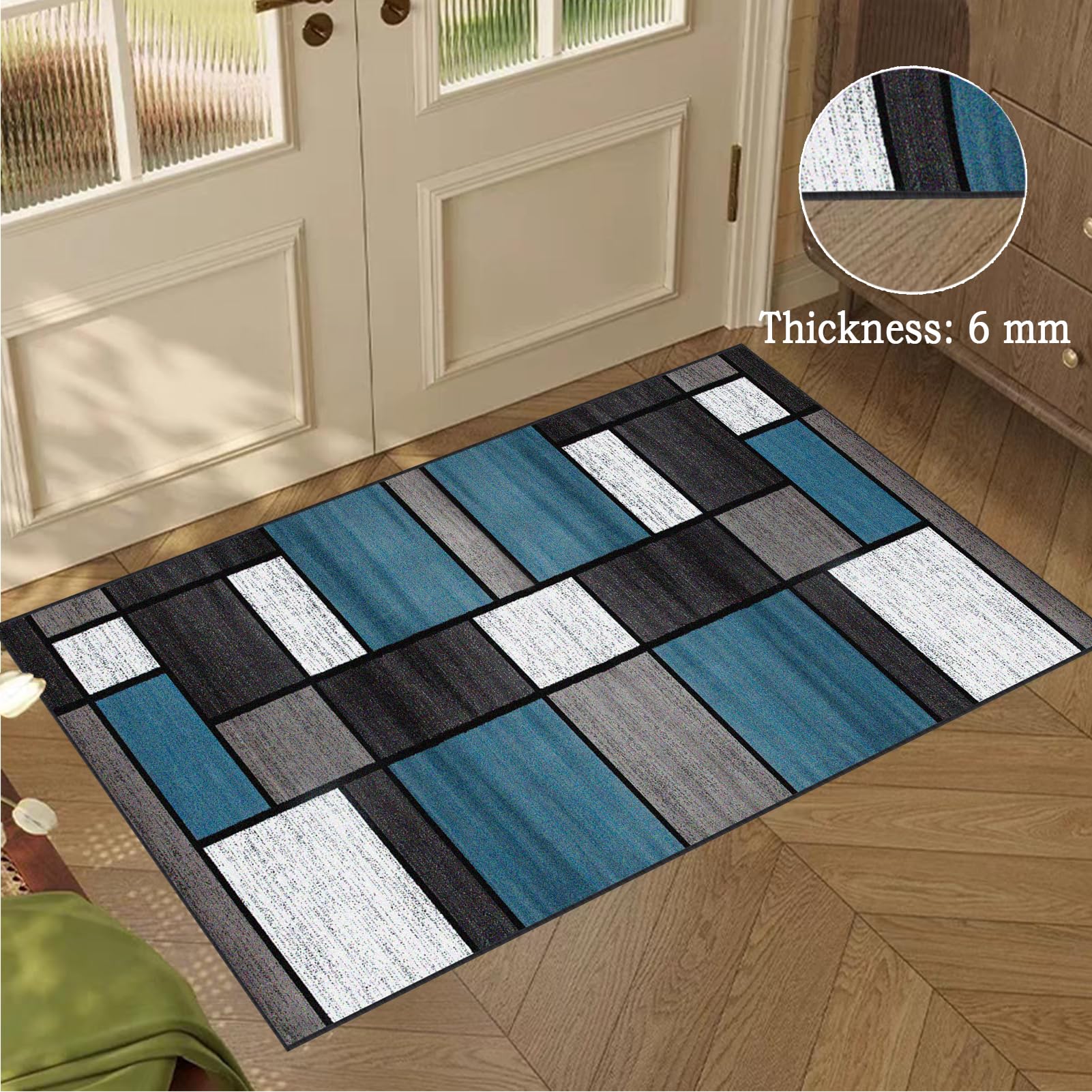 Alfombra Antideslizante para Pasillos Larga 80 x 300 cm Geometría Moderno Alfombra Corredor Alfombra Cocina Absorbente Lavable Alfombra Entrada Interior Largo para Lavandería Sala de Estar