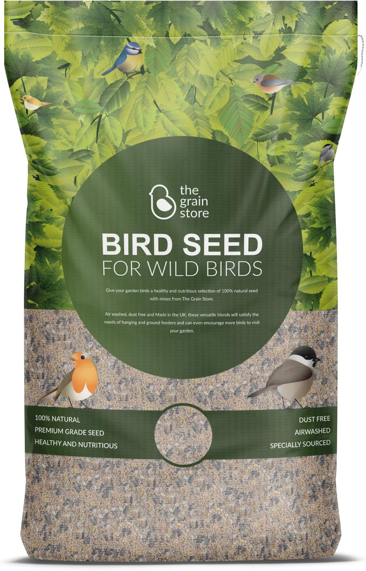The Grain Store Deluxe Wild Bird Food Mix from Versatile Bakery Grade Recipe To Attract Small Birds To Feeders & Tables | Suitable For Winter & Summer Feeding | Bulk 20KG Sack