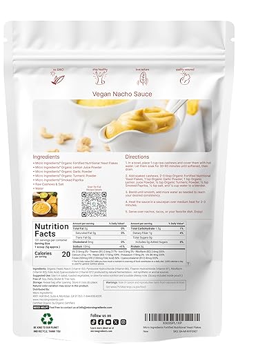Miniatura 2 de Micro Ingredients Copos de levadura nutricional fortificada orgánica, 2 libras (32 onzas), rico en proteína vegana, vitaminas B y beta-glucanos,