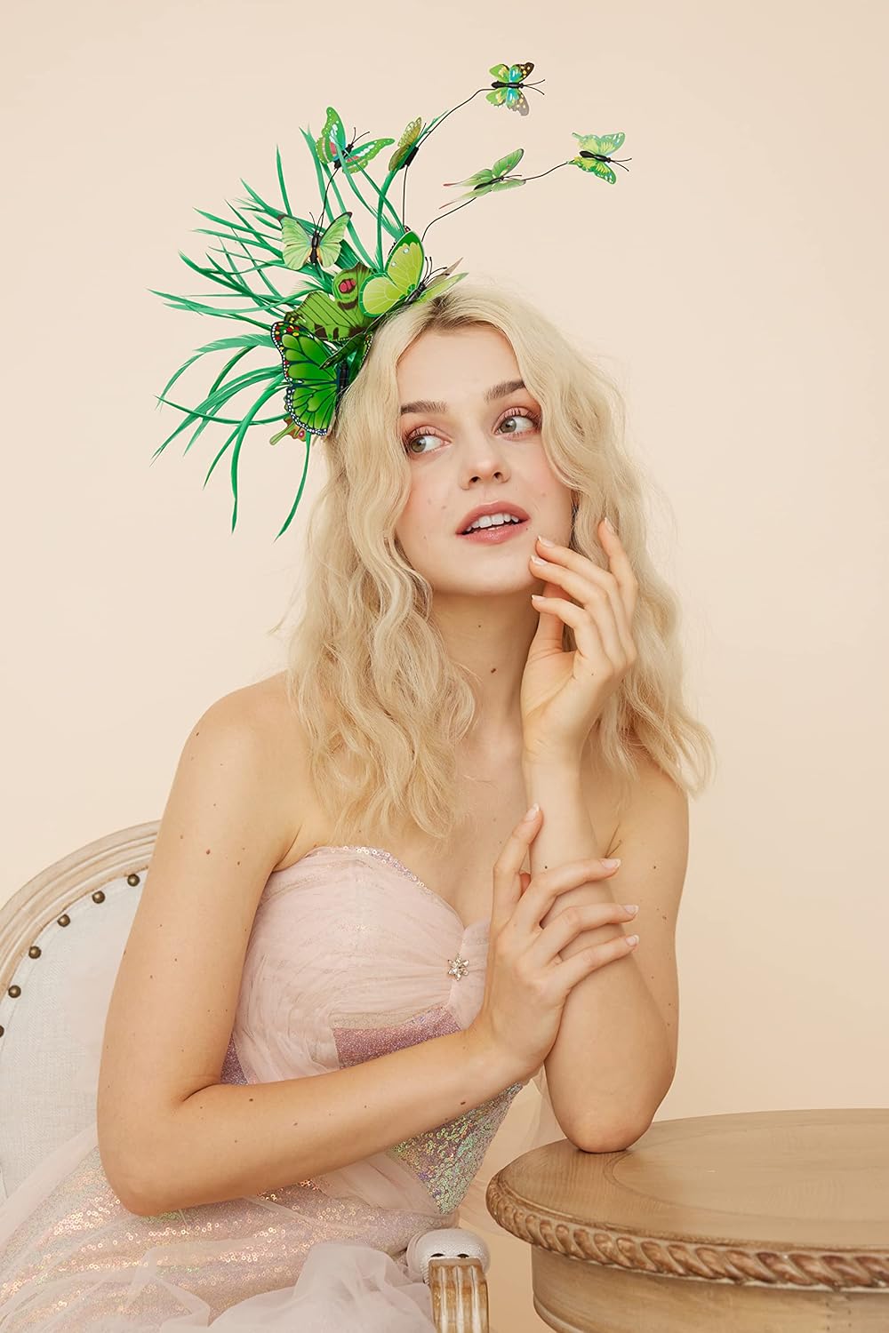 Gionforsy Butterfly Fascinator Headband Monarch Butterfly Headband Crown Tea Party Halloween Costume Headpiece - Image 4