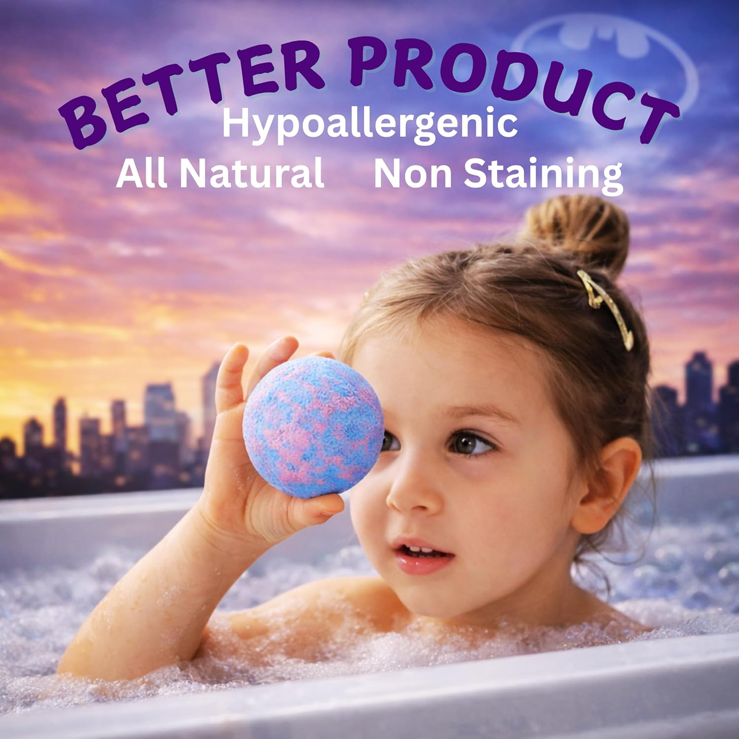 EvolutionUSA 6 Purple Epic Superhero Bath Bombs for Kids – Childrens Super Hero Bath Bombs Toy, Organic Bathbomb with Surprise, Superhero Bath Fizzers, Lush Bathbombs Birthday, Christmas, Easter