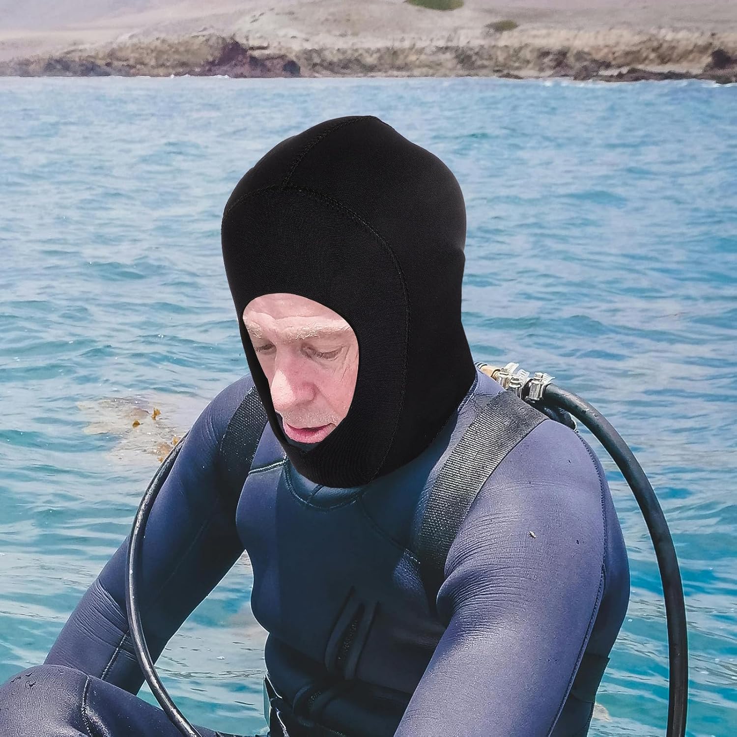 Neoprene Diving Hood Cap for Men, Outdoor Swimming and Diving Head Cover, Protects Hair and Ears from Water, Portable and Warm 3mm Wetsuit Swim Cap for Water Sports