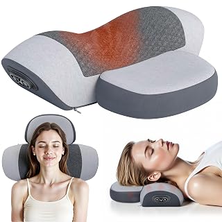 JINXIA Pillow Massage Neck Hump –Fisiorest 3-in-1 Neck Massager Pillow with Heat, Deep Tissue Relief & Neck Traction, Cervical Support & Hump Corrector for Women and Men, Memory Foam Support(Grey) - Amazon product rated Grade B