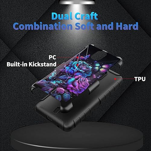 Miniatura 246 de AT&T Calypso 2 (U319AA) Funda con protector de pantalla de vidrio templado resistente con función atril integrado para debut de críquet, ciervo