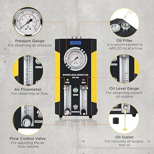Miniatura 15 de AUTOOL Detector de plomo de la máquina de humo automotriz DC 12V EVAP Probador de diagnóstico de vacío con bomba de aire incorporada para sistema