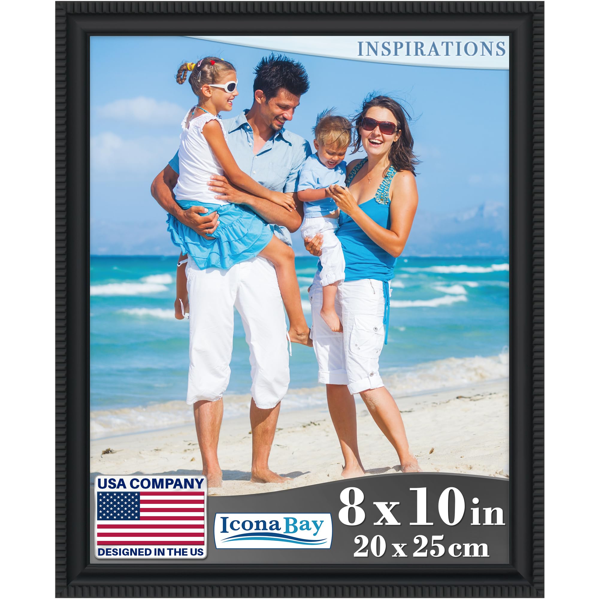 Icona Bay 8x10 Picture Frames (1 Pack, Black) Picture Frame Set, Wall Mount or Table Top, Inspirations Collection