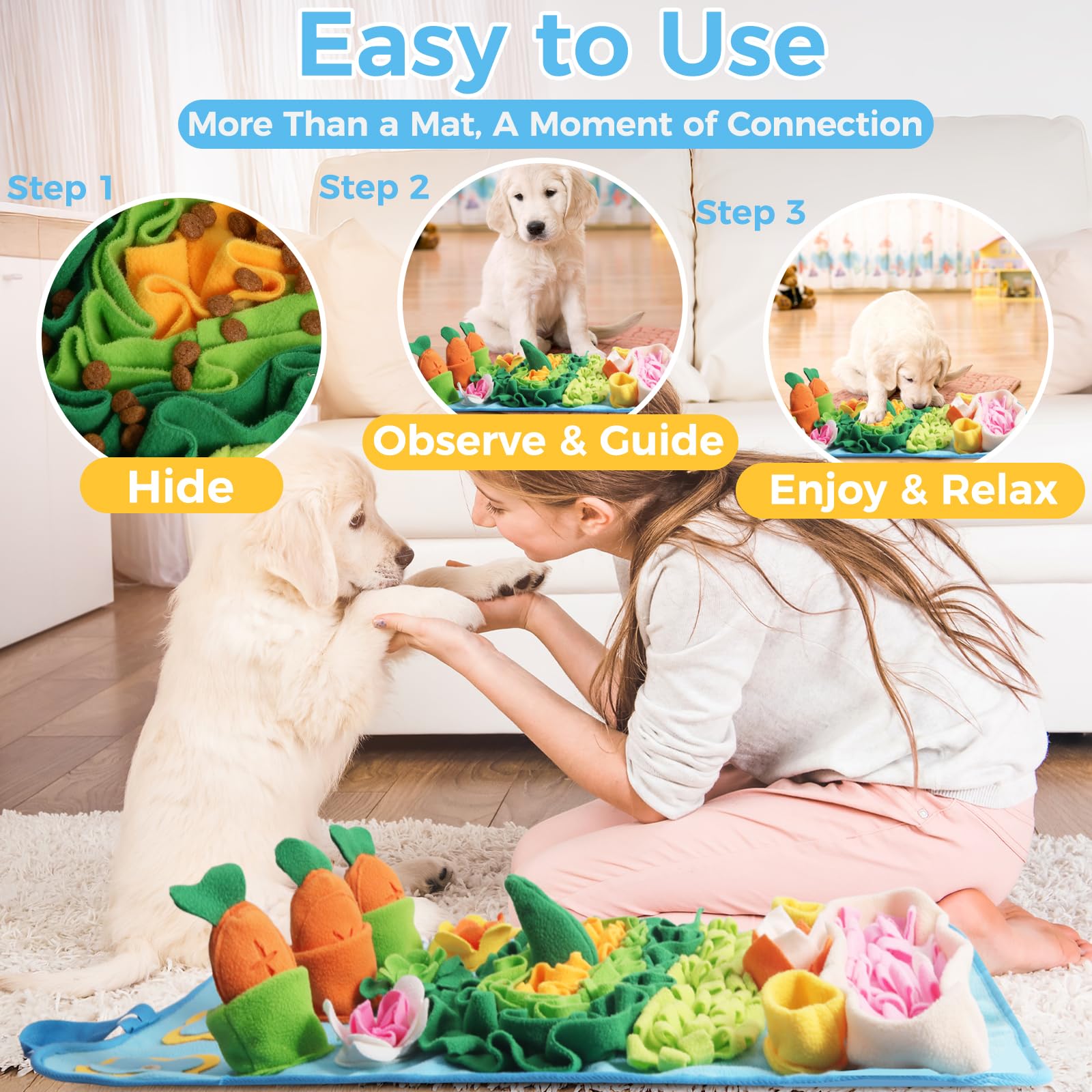 Alfombra Olfativa para Perros Grande 80 x 45 cm, Juego nteractivo de Estimulación Mental para Perros Almohadilla Olfatear Antideslizante y Lavable