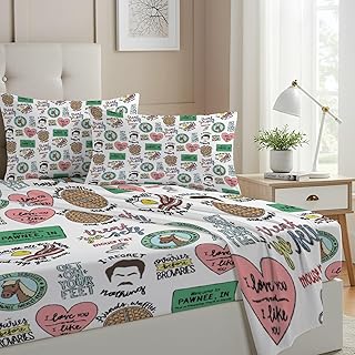 Allenjoy Twin Size Breakfast Food Pattern Fitted Sheet Colorful Handwritten Quotes Bed Flat Sheets Bedding Set Deep Pockets Up to 16" Bedroom Decor with 1 Pillowcase
