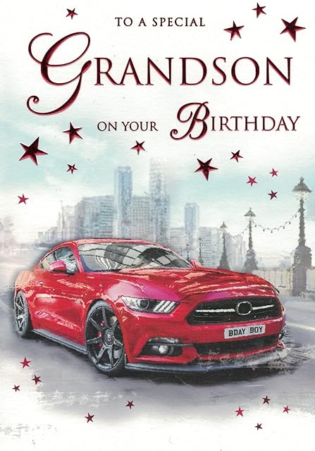 Grandson Birthday Card - SIMON ELVIN Sport Car Porsche Ferrari 23cm x 15.5cm (9"x6") Male Mens 27322
