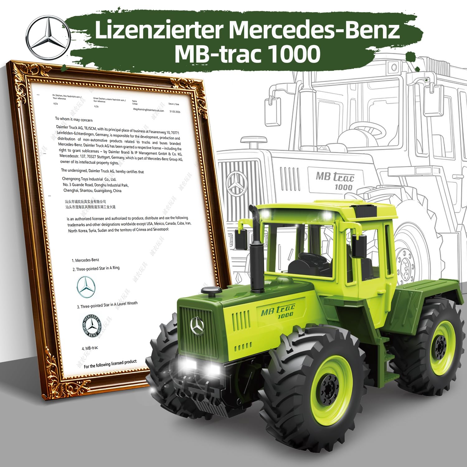 Ferngesteuerter Traktor Spielzeug ab 3 Jahre Mercedes-Benz MB-trac 1000 | Spielzeug traktor ferngesteuert, traktor mit anhänger spielzeug, farm spielzeug，Geschenk für Kinder Jungen ab 3 4 5 6 8 Jahre