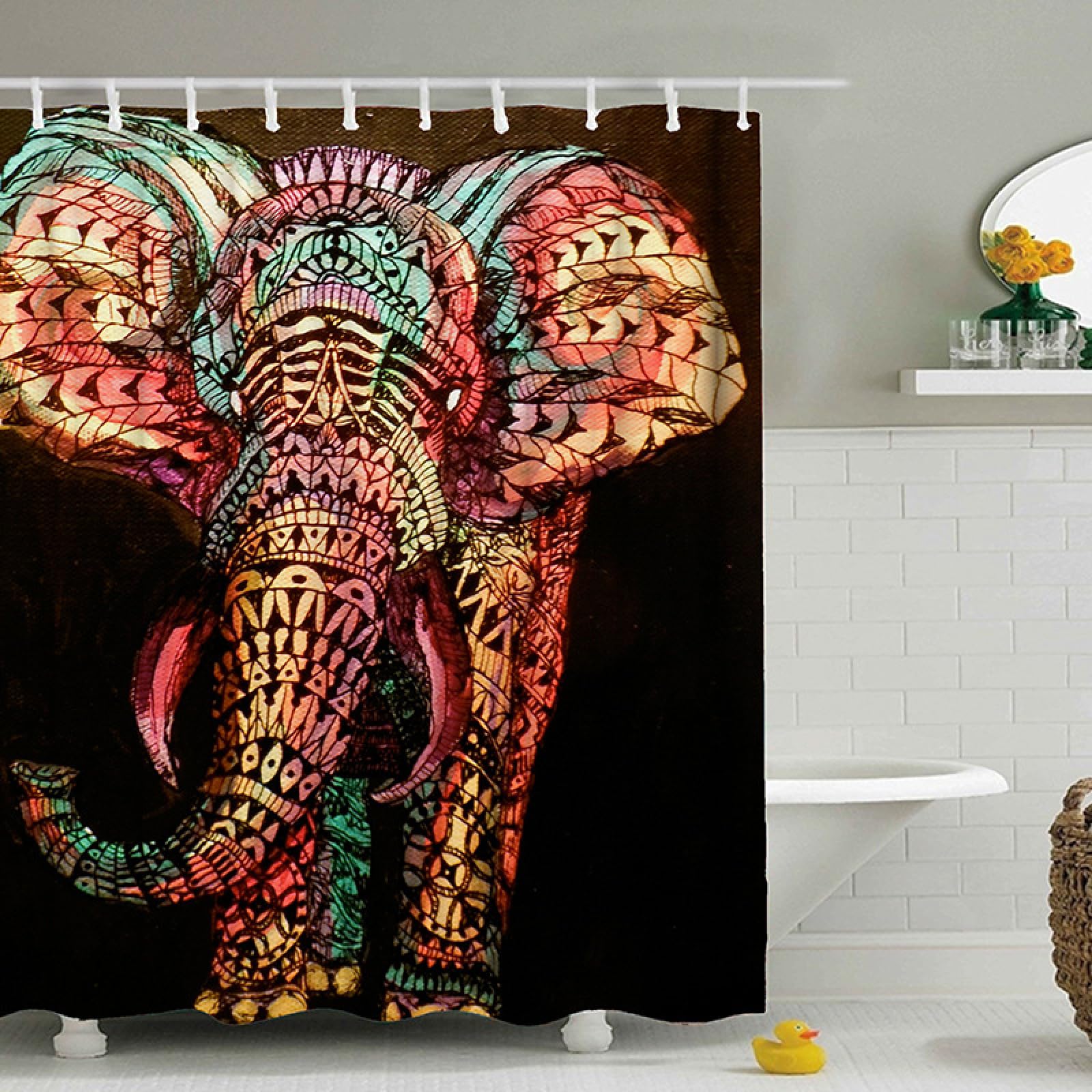 Rideau de douche anti moisissure imperméable 200x240 cm avec crochets