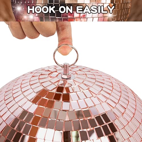 Miniatura 9 de Bola de espejo para discoteca, DJ, club, fiesta, boda, decoración del hogar, bola de discoteca de 10 pulgadas con anillo para colgar, color blanco