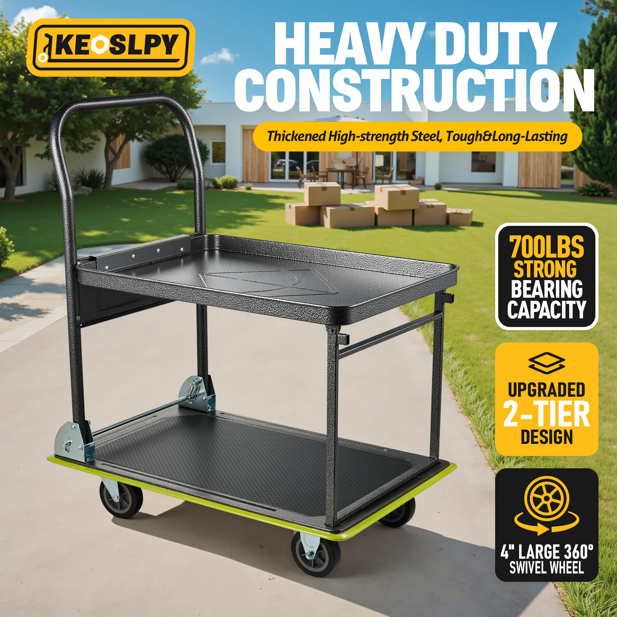 Heavy Duty Folding Cart Dolly - 700lbs Capacity -2