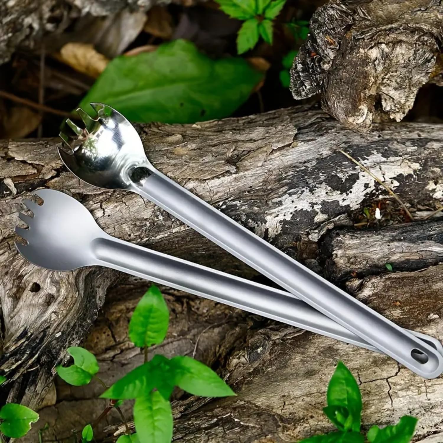 Titanium Spork Polished Long Handle Camping Spork, Backpacking Spoon Long Ultra Lightweight Titanium Camping Utensil for Backpacking, Hiking, Travel