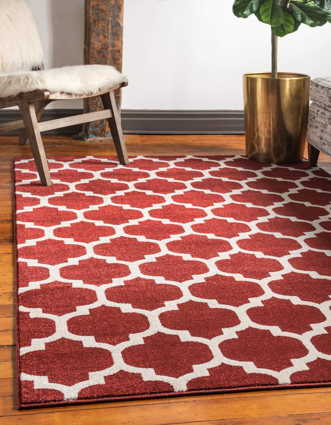 Unique Loom Trellis Collection Area Rug - Philadelphia (7' 1" x 10' Rectangle Dark Terracotta/Beige)