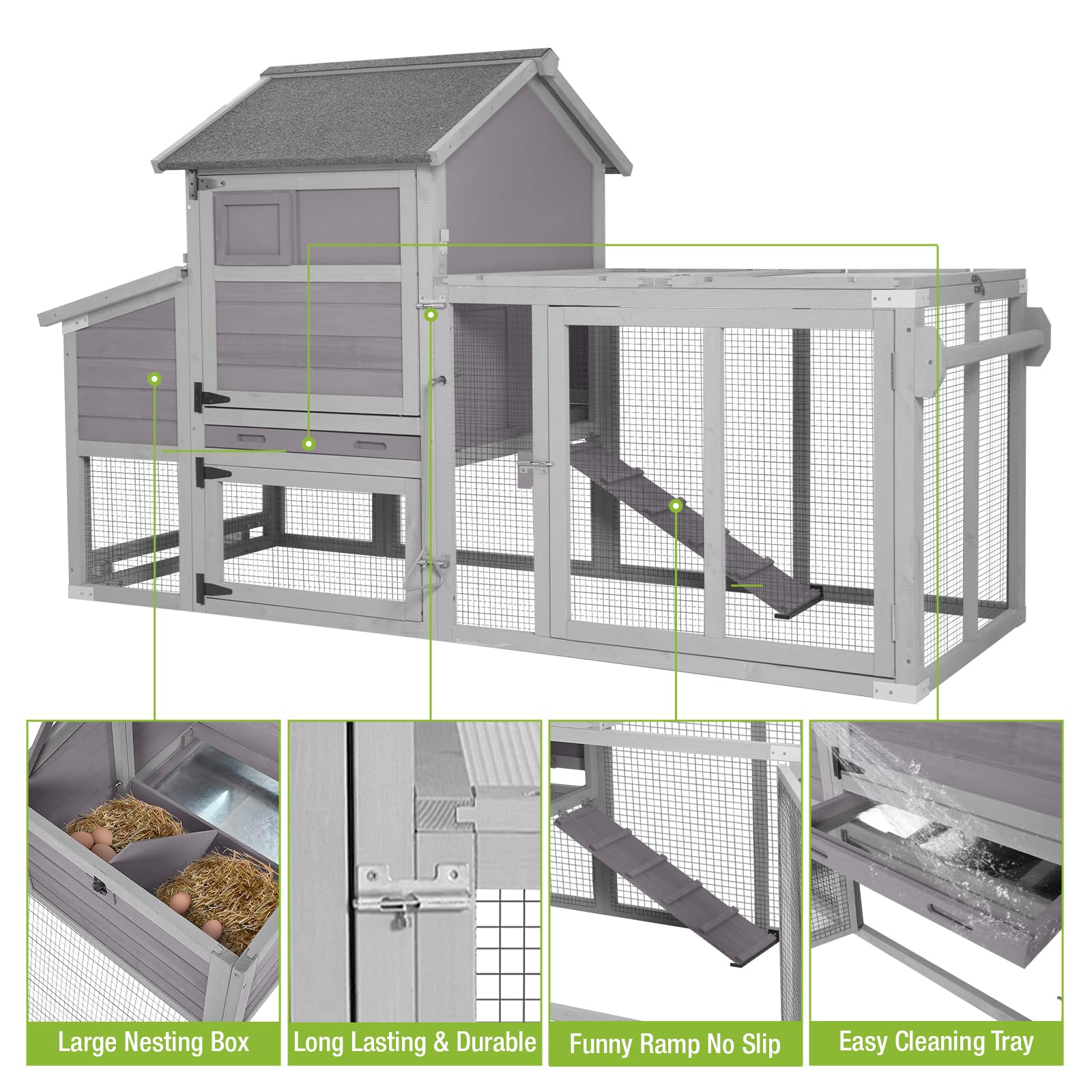 鳥小屋 Amazon.co.jp: 鶏小屋 鶏小屋 巣箱付き 家禽ケージ 車輪付き 78インチ