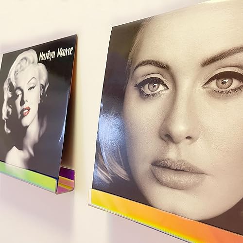 Miniatura 2 de Soporte de pared para discos de vinilo, paquete de 6 soportes de pared de vinilo acrílico iridiscente de 12 pulgadas, estante sin daños en la pared,