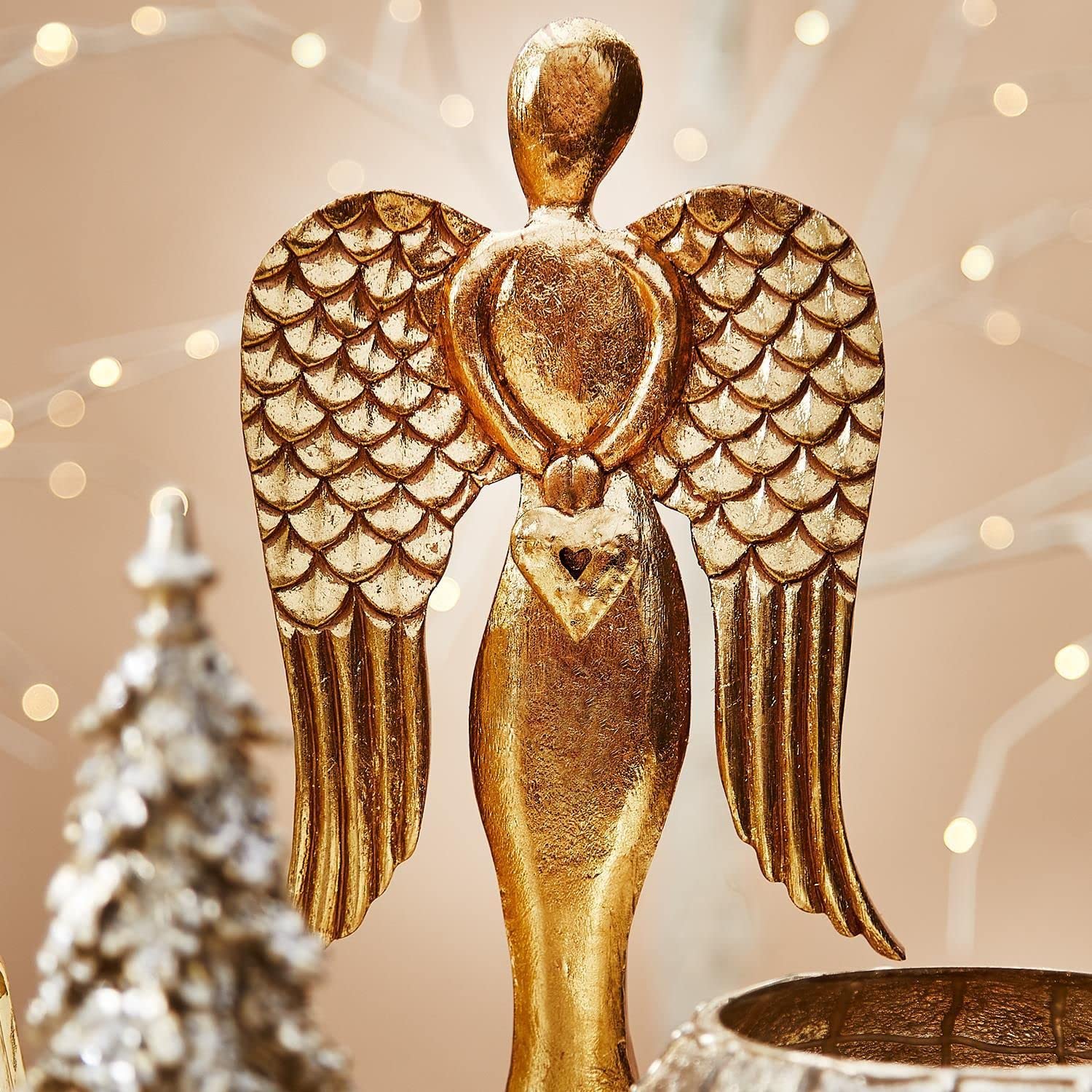 Amazon.com: Two's Company Set of 2 Hand-Crafted Angels with Gold