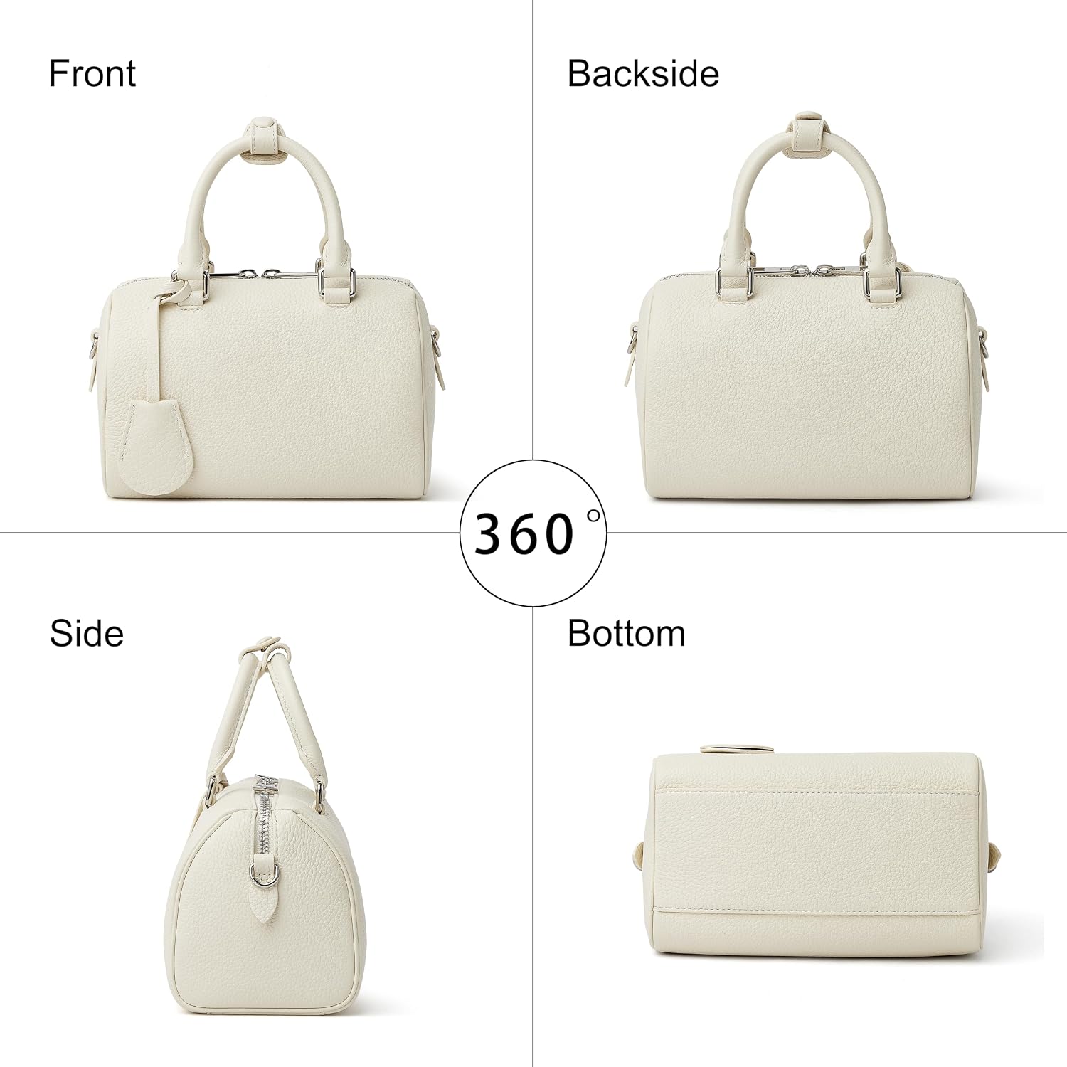 DAILANDO Small Leather Top Handle Boston Barrel Purse, Mini Designer Tote