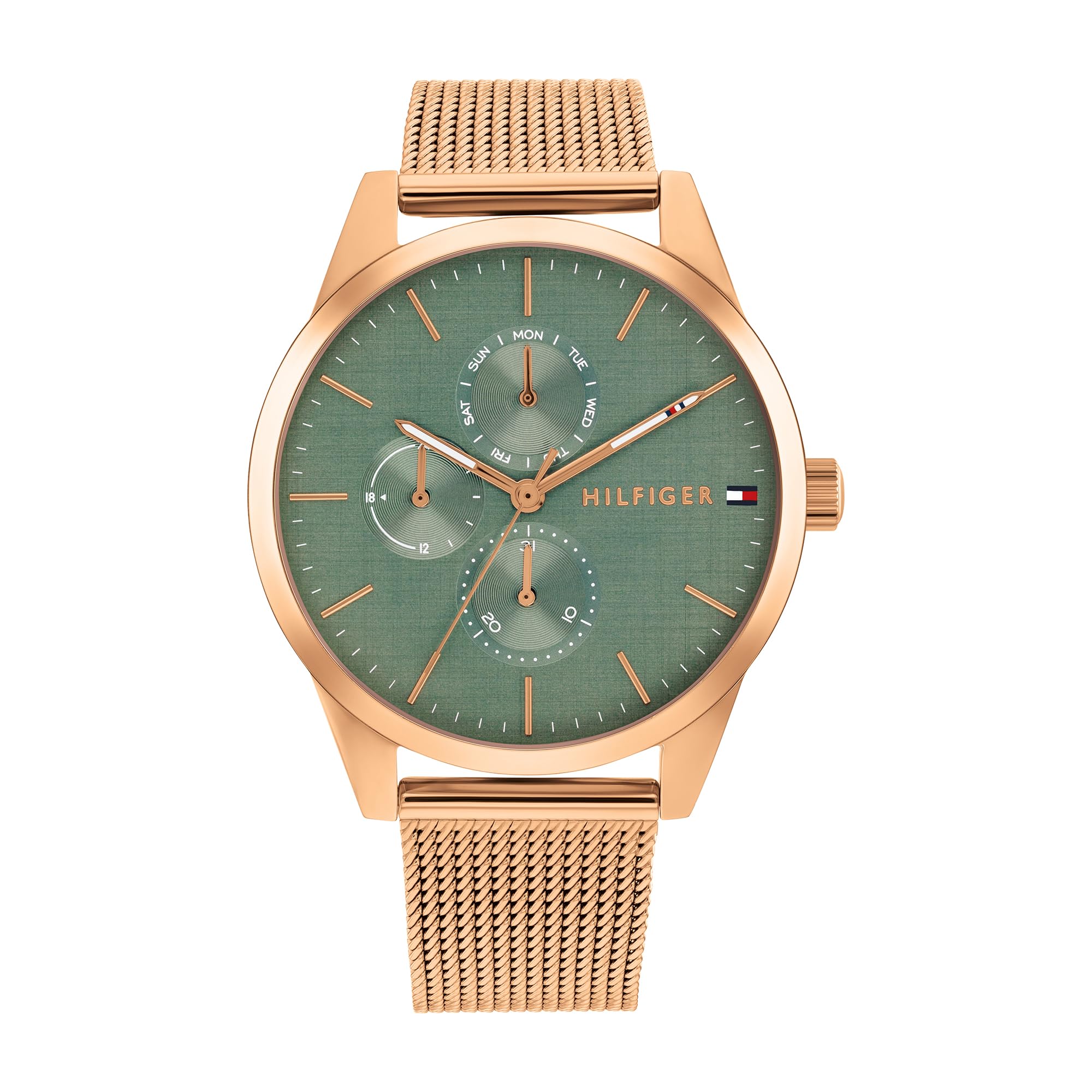 Tommy Hilfiger Reloj Analógico de Cuarzo Multifunción para Mujer con Correa en Acero Inoxidable