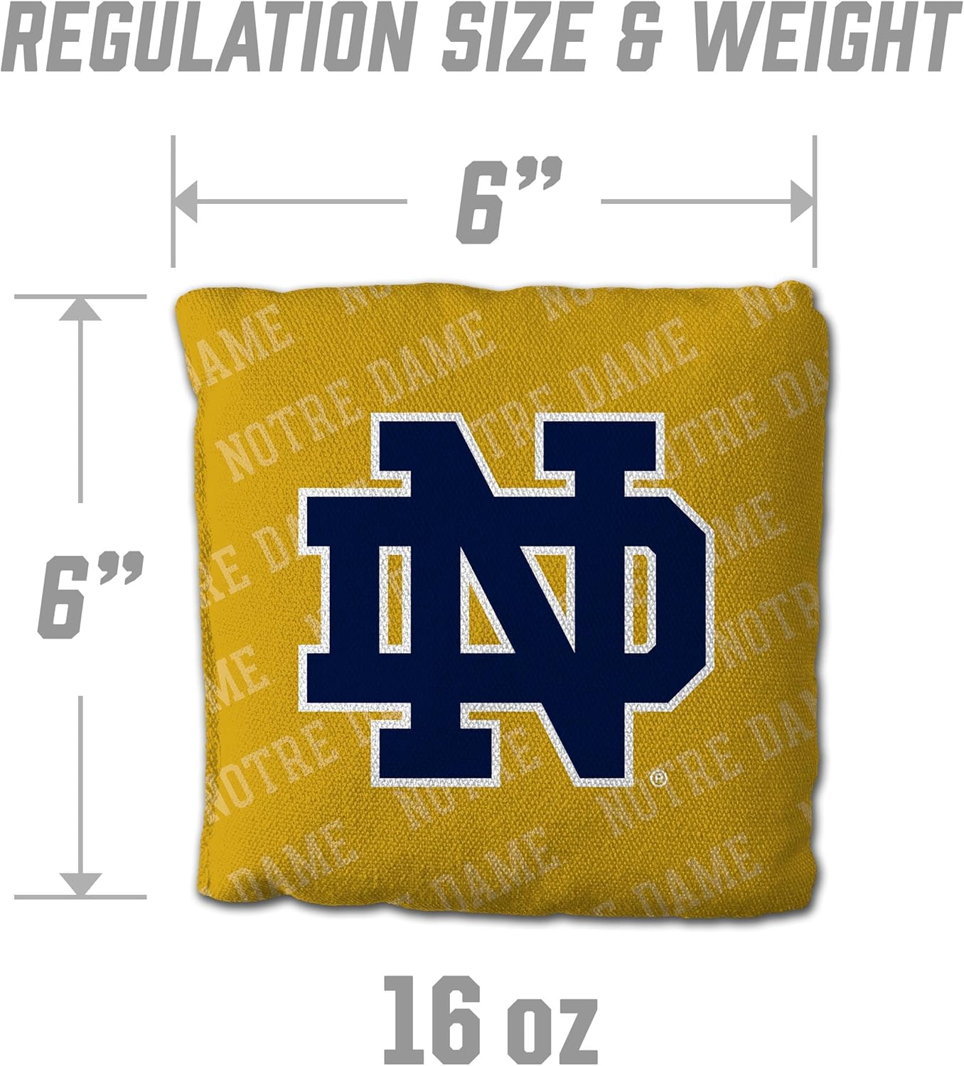 YouTheFan Officially-Licensed NCAA Notre Dame Fighting Irish Set of 4 Cornhole Bags - All Weather Regulation 6” x 6” Size - 16oz Weight - Designed in USA