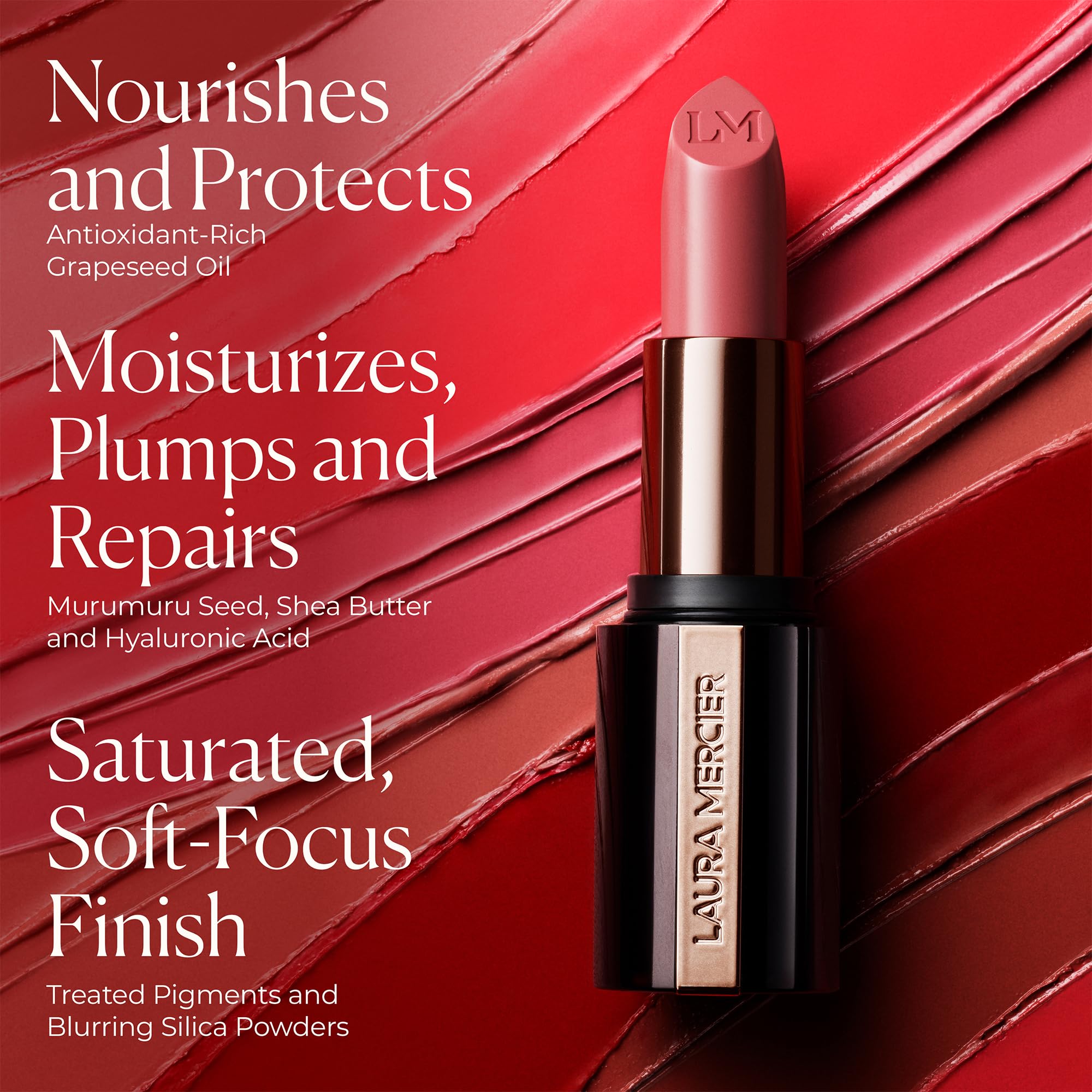 Laura Mercier Hydra Crème, rossetto al caviale, 16 ore di idratazione e riparazione della barriera labiale, durata per tutto il giorno, effetto volumizzante, resistente alle macchie e allo