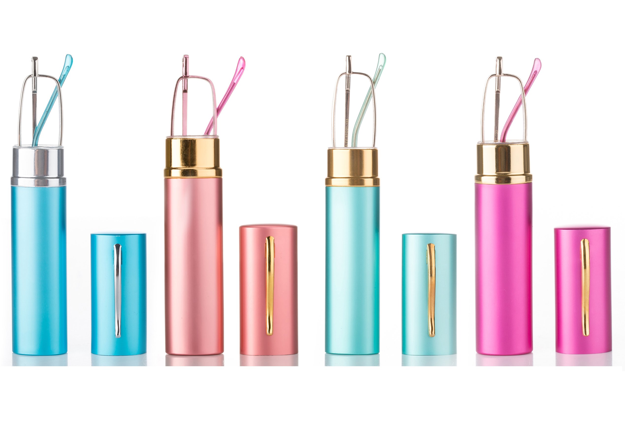 4 Pack Compact Reading Glasses in Aluminum Case Spring Hinged Metal Reading Glasses in Tube Portable Light Weight Reading Glasses 2.25