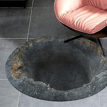 3D Illusion Deep Crater Texture Image Area Rug Washable Outdoor Rugs Anti-Slip Soft Extra Thick Carpet Entryway Indoor Door Mat for Living Room Bedroom Home 3'