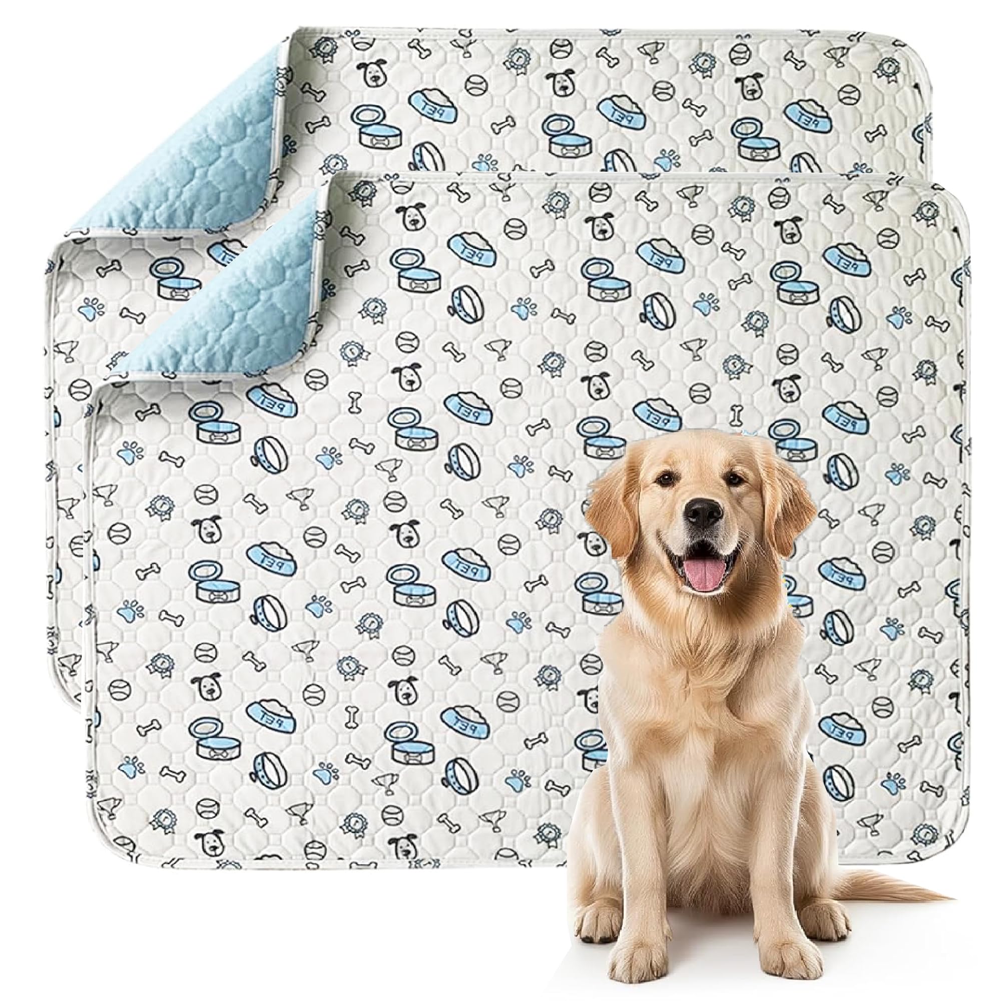 Waschbar Haustier-Urinunterlage, 2 Stück Wiederverwendbare Welpenunterlagen Matte für Hunde, Schnell Absorbierend Puppy Pads für Hunde, Katzen, Meerschweinchen, 45x60 cm