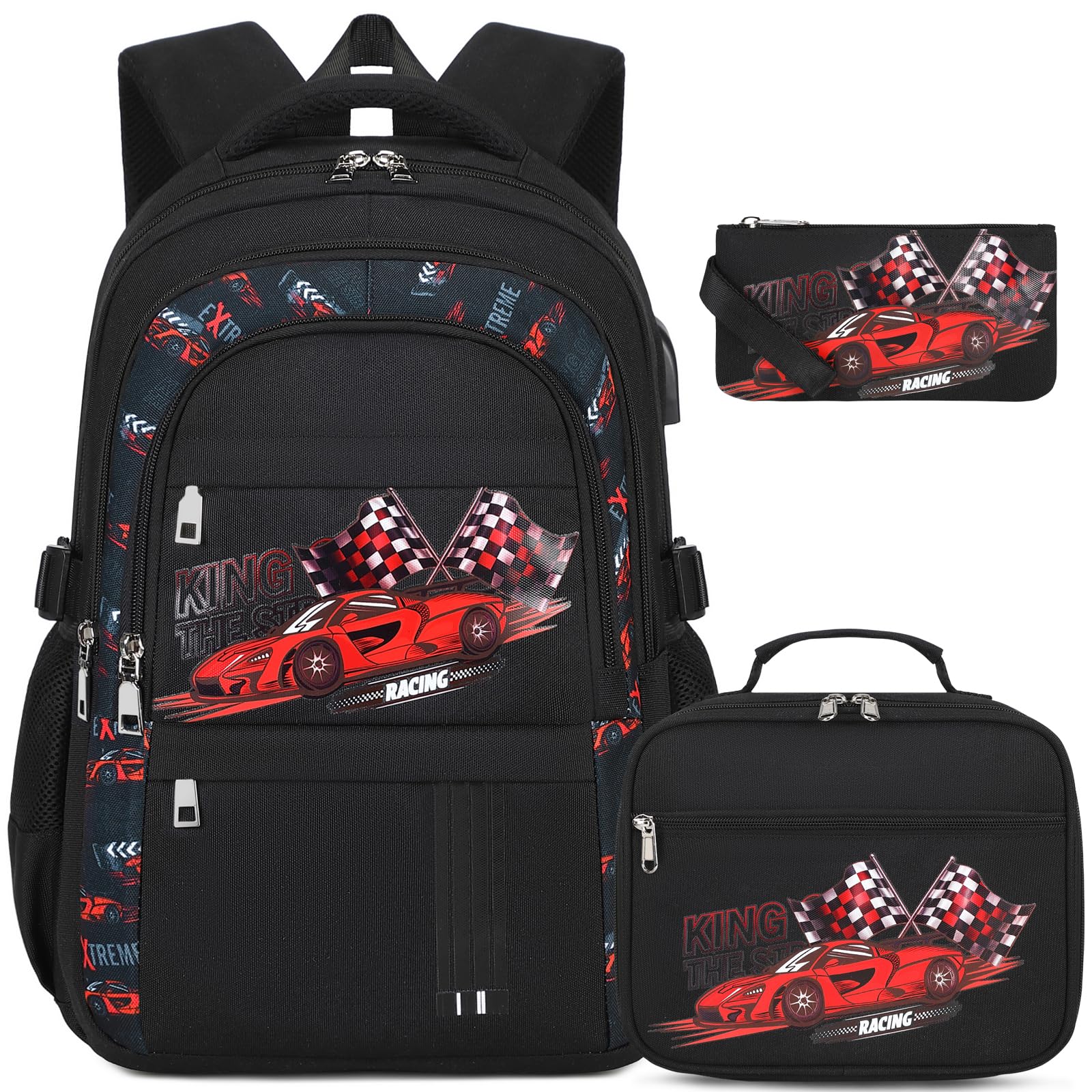 ACESAK Boys Backpack - 3PCS Cool Luminous Backpack for Boys School Backpacks for Kids Kindergarten Elementary Preschool Middle School Bags with Lunch