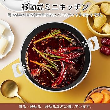 調理鍋 Amazon | 多機能電気調理鍋 片手鍋 蒸し器付き 20cm 2L 電圧