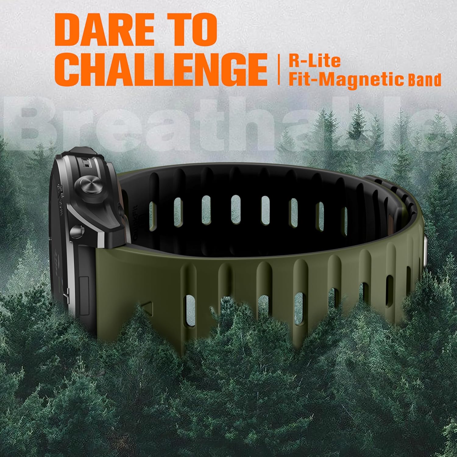 Bandletic Compatible with Garmin Instinct Watch Bands - Magnetic Silicone Rugged Sport Strap Quick Fit 22mm Watch Band for Fenix E/8/7/6/5/Forerunner 965/955/945/935/745/Epix 2/Approach S70/S62/S60 - Image 2