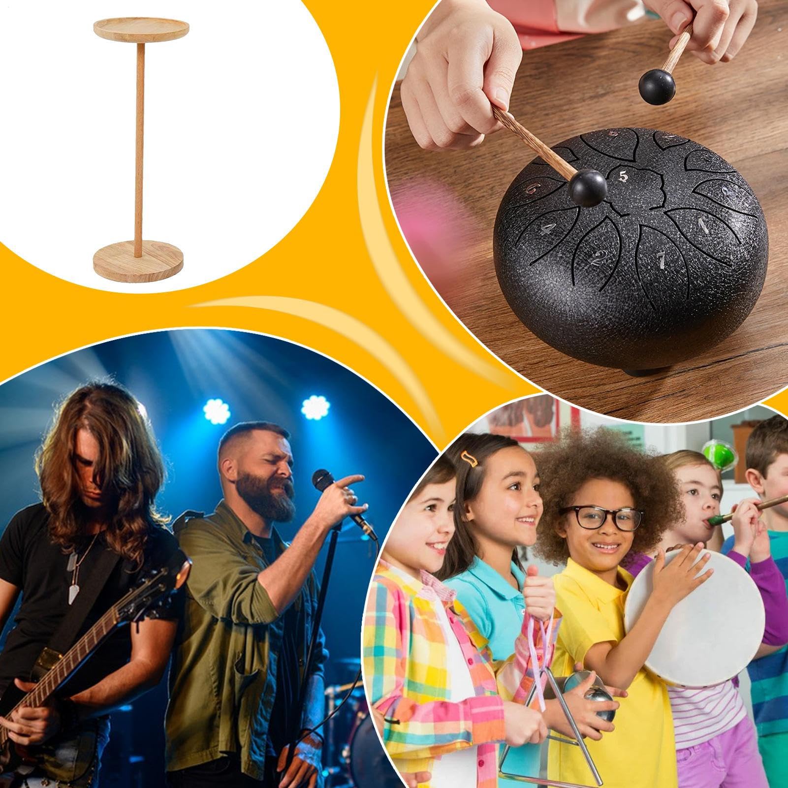 Handpan, supporto per strumenti, 20 x 20 x 50 cm, resistente supporto per strumenti a percussione in legno per insegnanti di musica, studio di registrazione, configurazione per spettacoli stradali
